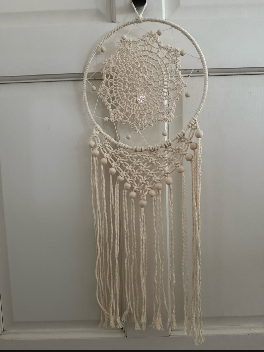 Set of 2 Crochet Macramé Dreamcatcher in Cream